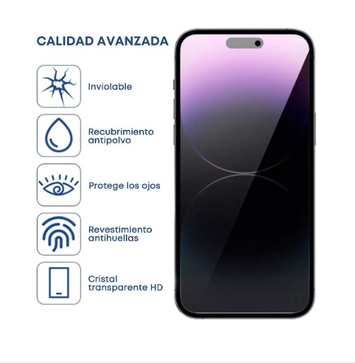 2 Piezas Mica Privacidad Cristal Templado 9d Para iPhone